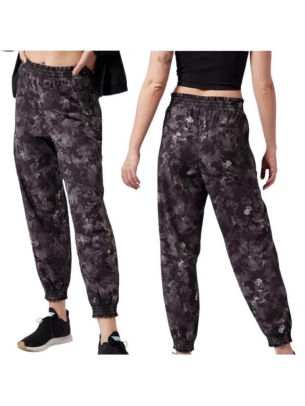 EUC Athleta Savannah Joggers Lumen
Floral Black Size 6
